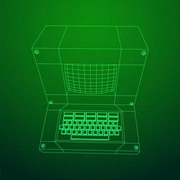 Classic retro perconal computer. Programming code concept イラスト素材