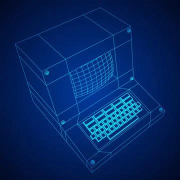 Classic retro perconal computer. Programming code concept イラスト素材