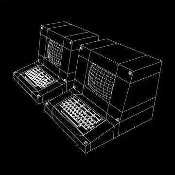 Classic retro perconal computer. Programming code concept Illustrazione stock