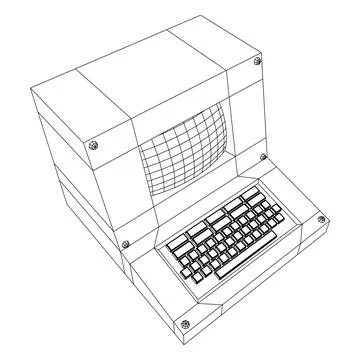 Classic retro perconal computer. Programming code concept Stockillustratie