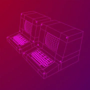 Classic retro perconal computer. Programming code concept Stock Illustration
