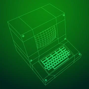 Classic retro perconal computer. Programming code concept 스톡 일러스트