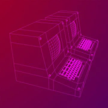 Classic retro perconal computer. Programming code concept 스톡 일러스트