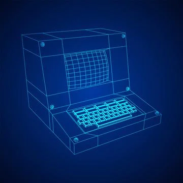 Classic retro perconal computer. Programming code concept Stock-Illustration