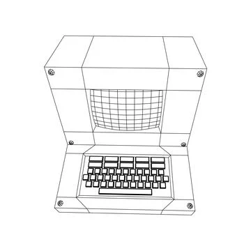 Classic retro perconal computer. Programming code concept イラスト素材