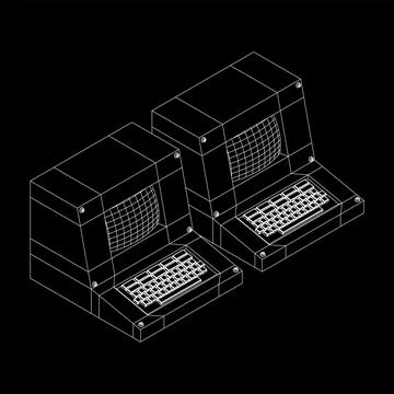 Classic retro perconal computer. Programming code concept Stock Illustration