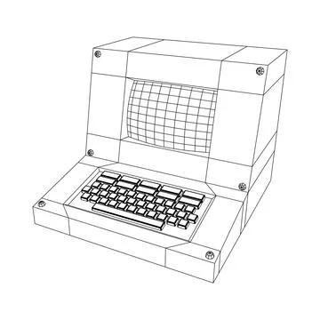 Classic retro perconal computer. Programming code concept Stock Illustration
