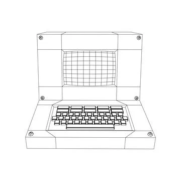 Classic retro perconal computer. Programming code concept 스톡 일러스트