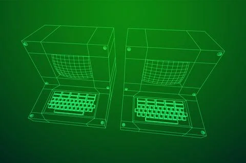 Classic retro perconal computer. Programming code concept Illustrazione stock