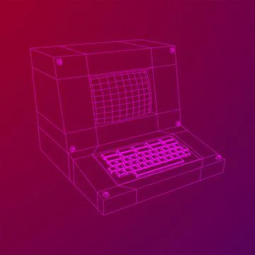 Classic retro perconal computer. Programming code concept 스톡 일러스트