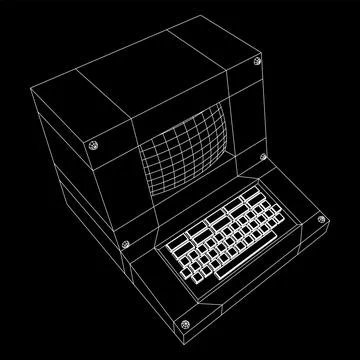 Classic retro perconal computer. Programming code concept Stock-Illustration