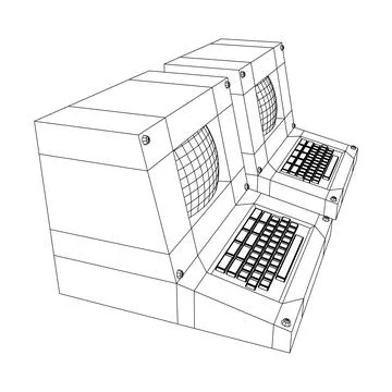 Classic retro perconal computer. Programming code concept 스톡 일러스트