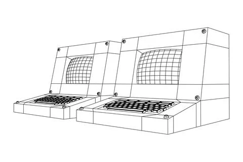 Classic retro perconal computer. Programming code concept Stock Illustration