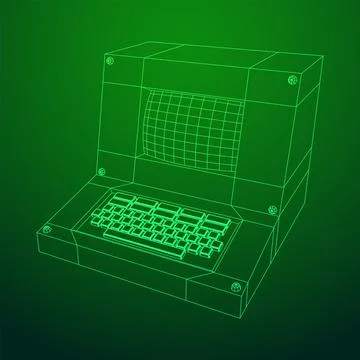 Classic retro perconal computer. Programming code concept Stock Illustration