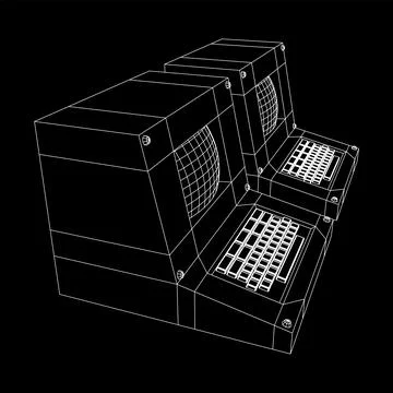 Classic retro perconal computer. Programming code concept 스톡 일러스트