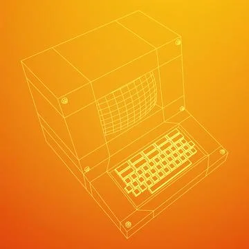 Classic retro perconal computer. Programming code concept Stock Illustration