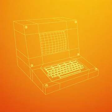 Classic retro perconal computer. Programming code concept 스톡 일러스트