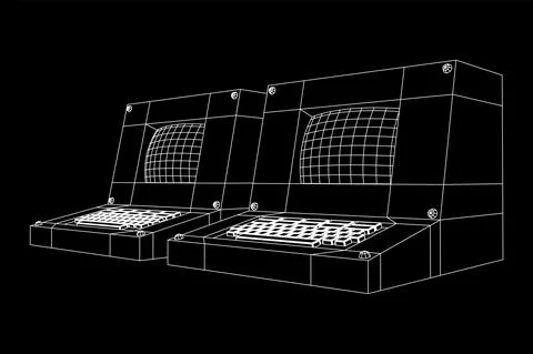 Classic retro perconal computer. Programming code concept Stock Illustration