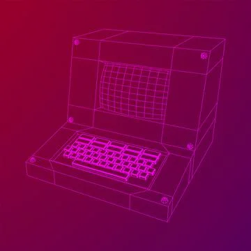 Classic retro perconal computer. Programming code concept 스톡 일러스트