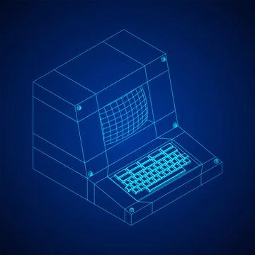 Classic retro perconal computer. Programming code concept Stock Illustration