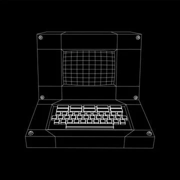 Classic retro perconal computer. Programming code concept Illustrazione stock