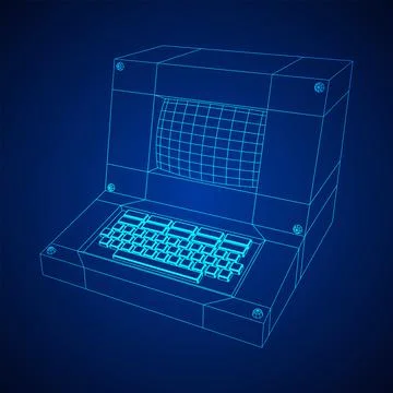 Classic retro perconal computer. Programming code concept Stock Illustration