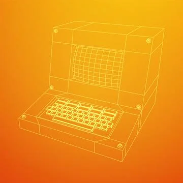 Classic retro perconal computer. Programming code concept Stock Illustration