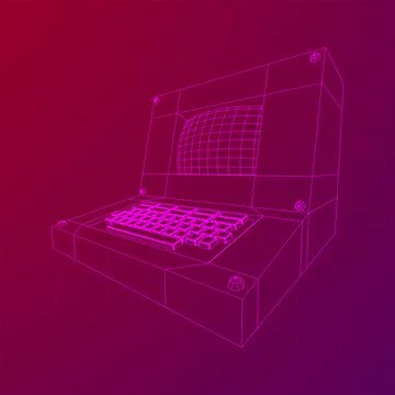 Classic retro perconal computer. Programming code concept Stock Illustration