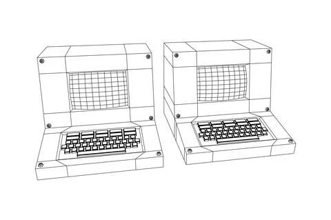 Classic retro perconal computer. Programming code concept Stock Illustration