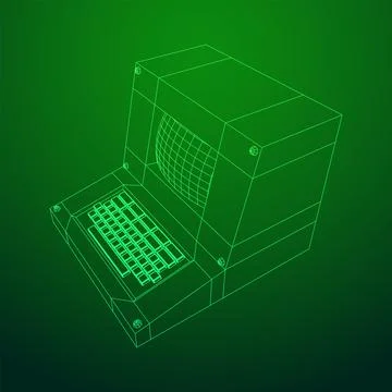 Classic retro perconal computer. Programming code concept Illustrazione stock