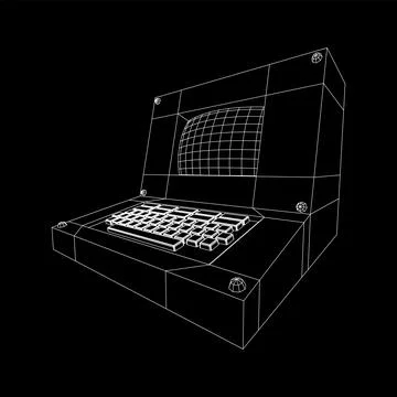 Classic retro perconal computer. Programming code concept Stock Illustration