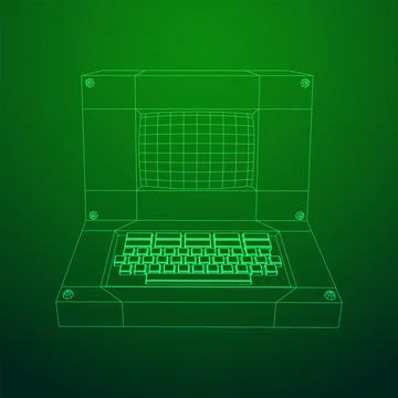Classic retro perconal computer. Programming code concept Stock Illustration