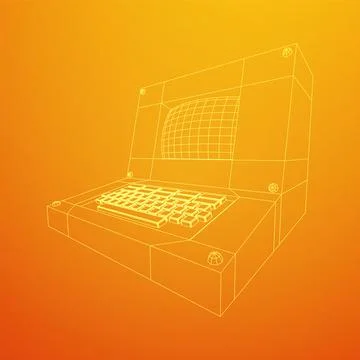 Classic retro perconal computer. Programming code concept イラスト素材