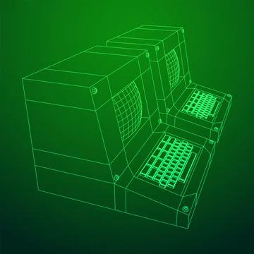 Classic retro perconal computer. Programming code concept Stock Illustration