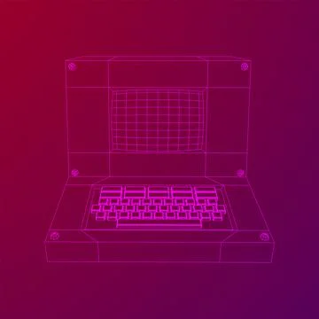 Classic retro perconal computer. Programming code concept 스톡 일러스트