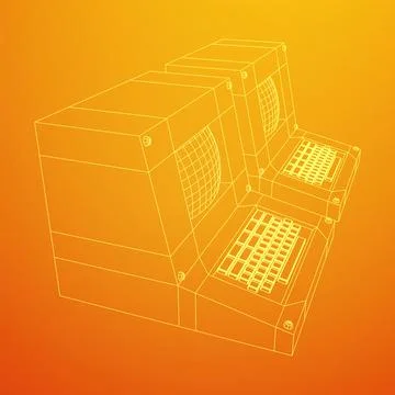 Classic retro perconal computer. Programming code concept 스톡 일러스트