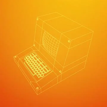 Classic retro perconal computer. Programming code concept イラスト素材