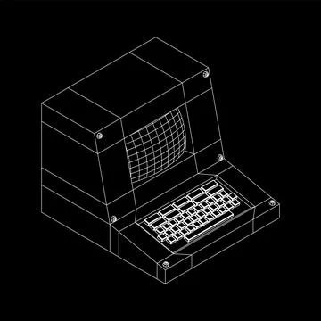 Classic retro perconal computer. Programming code concept 스톡 일러스트