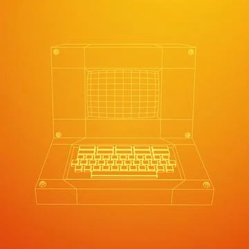 Classic retro perconal computer. Programming code concept 스톡 일러스트