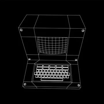 Classic retro perconal computer. Programming code concept Stock Illustration