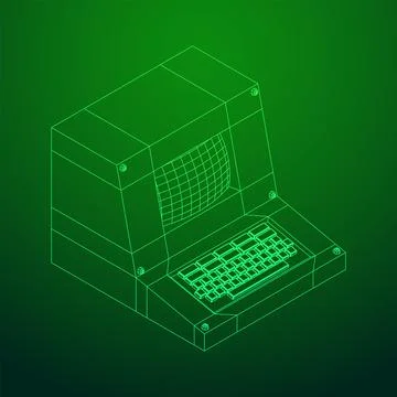 Classic retro perconal computer. Programming code concept Stock Illustration