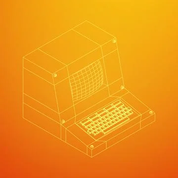 Classic retro perconal computer. Programming code concept 스톡 일러스트