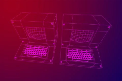 Classic retro perconal computer. Programming code concept Stock Illustration