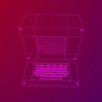 Classic retro perconal computer. Programming code concept 스톡 일러스트