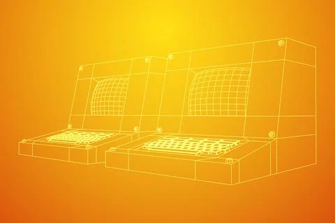 Classic retro perconal computer. Programming code concept Stock-Illustration