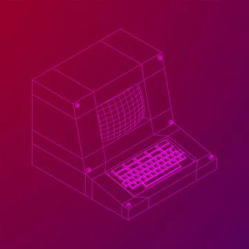 Classic retro perconal computer. Programming code concept Stock Illustration