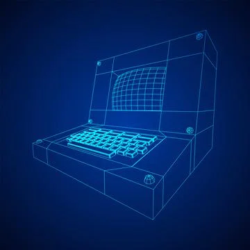 Classic retro perconal computer. Programming code concept イラスト素材