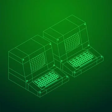 Classic retro perconal computer. Programming code concept Stock-Illustration