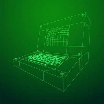 Classic retro perconal computer. Programming code concept Stock Illustration