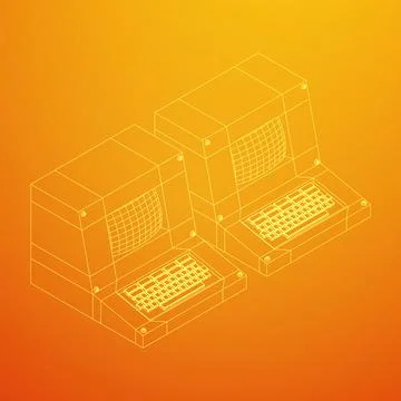 Classic retro perconal computer. Programming code concept Stock Illustration